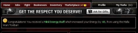 Mafia Wars Toolbar and the Special Mini Energy Buff / Pack.